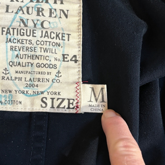 Vintage Ralph Lauren Rugby Fatigue Jacket Men’s Medium Blue Military Y2K Cotton - Picture 9 of 11